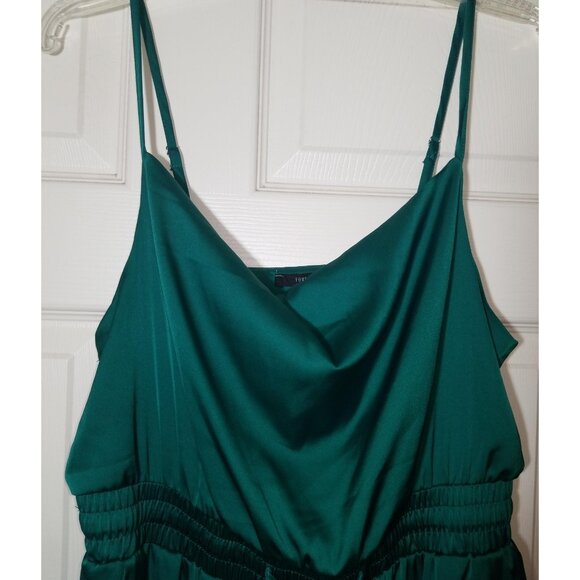 Forever 21 Womens Jumpsuit Size L Green w/Tie V-Neck Straps Sleeveless - Picture 4 of 5